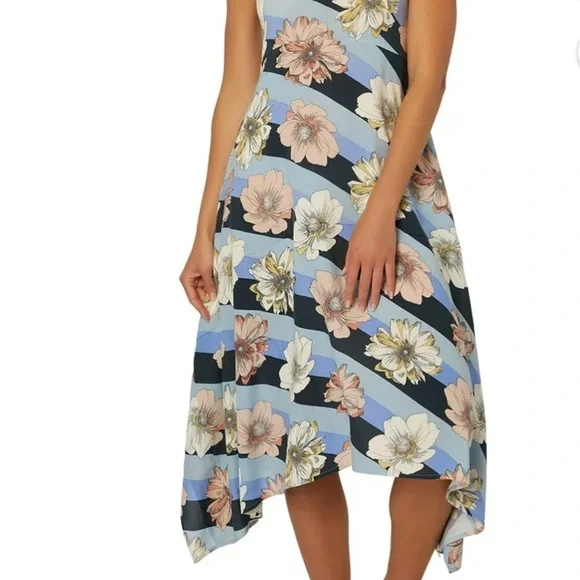 Oneill blue floral Aries midi dress size medium - Picture 4 of 9